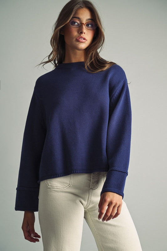 Navy Tide Cotton Sweater