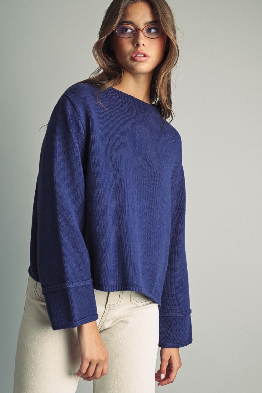 Navy Tide Cotton Sweater
