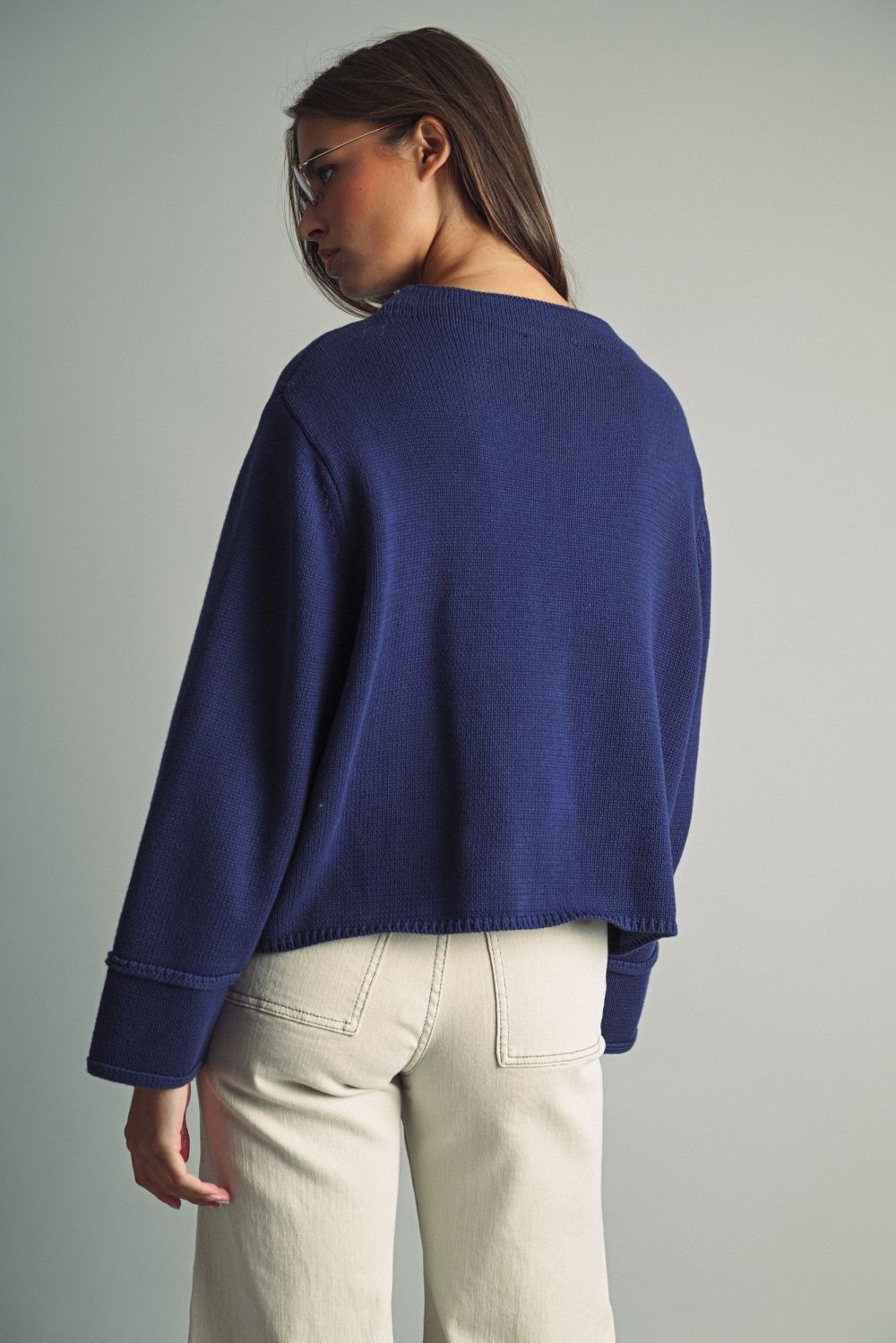 Navy Tide Cotton Sweater