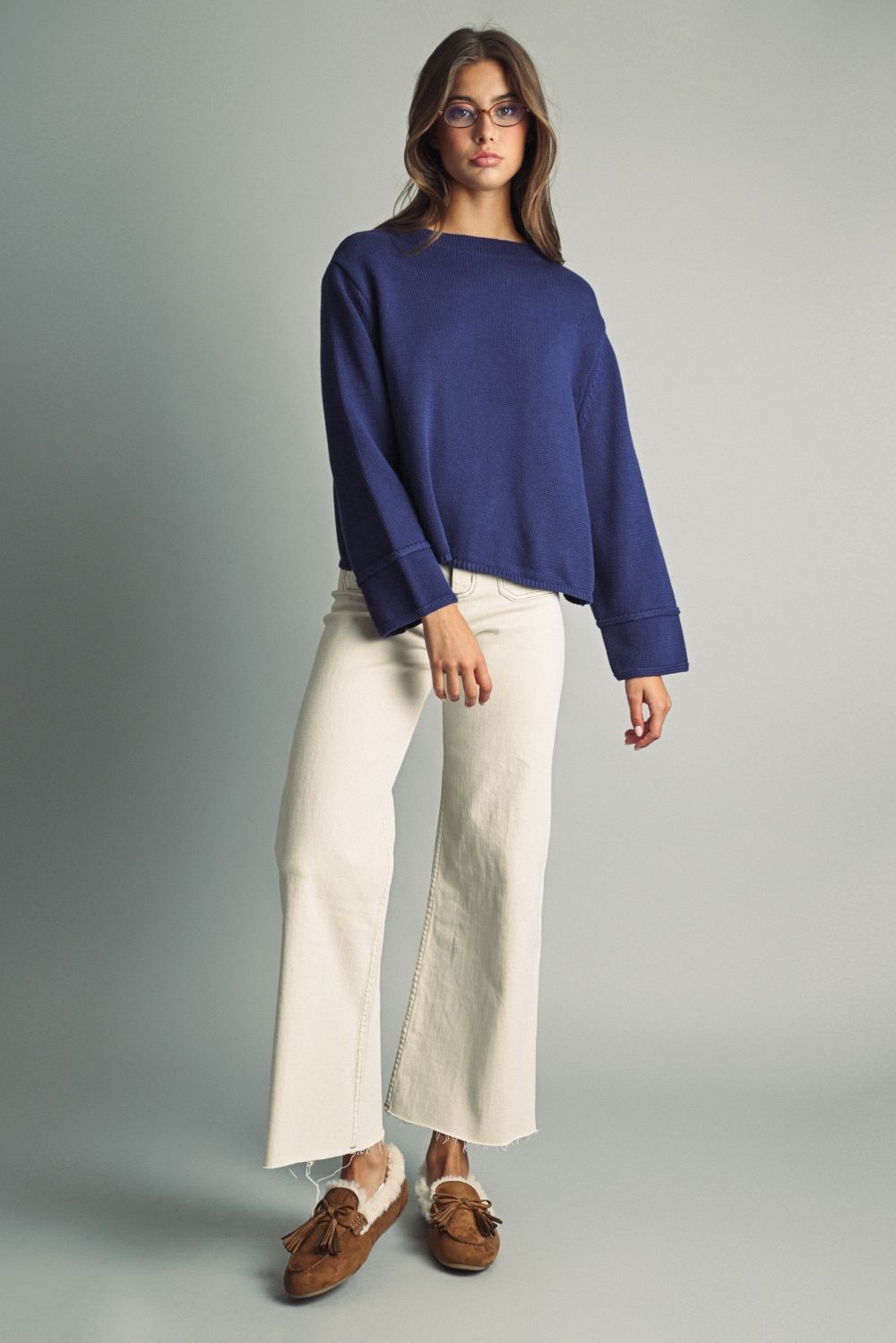 Navy Tide Cotton Sweater