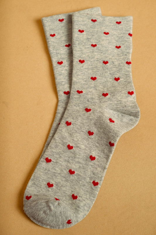 Mini Heart Socks - Heather Gray